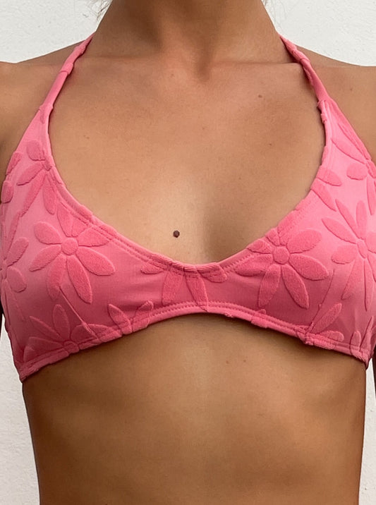 PINK FLOWER BIKINI TOP