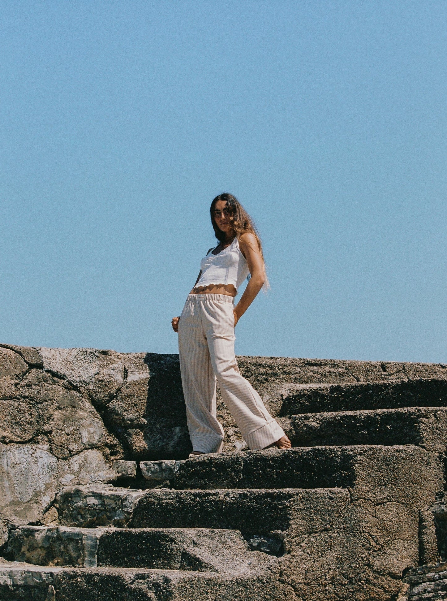BEIGE STRIPED JEAN