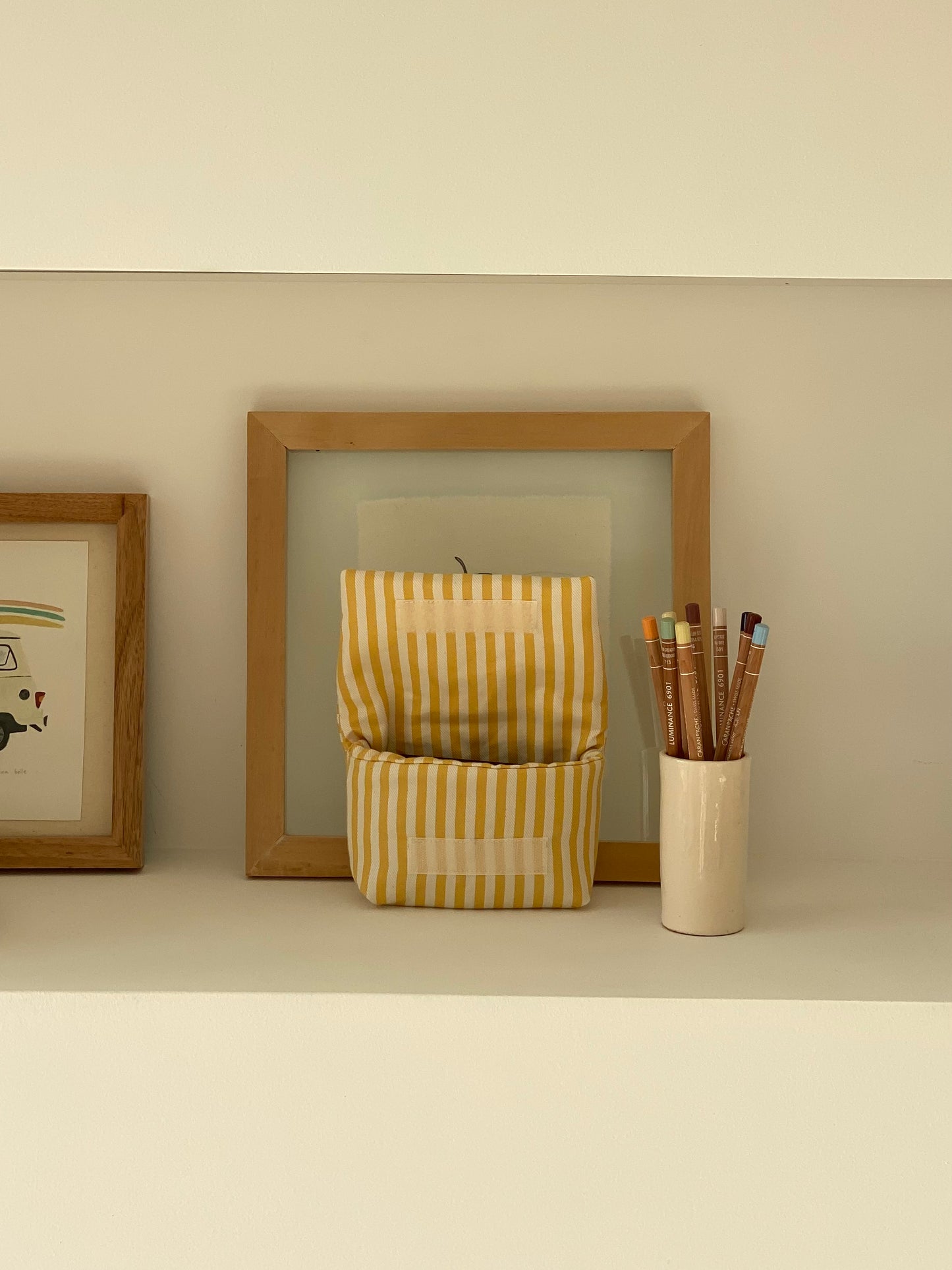 YELLOW STRIPED CAMERA POUCH