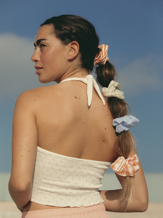 ORANGE STRIPED LEFTOVER FABRIC SCRUNCHIE