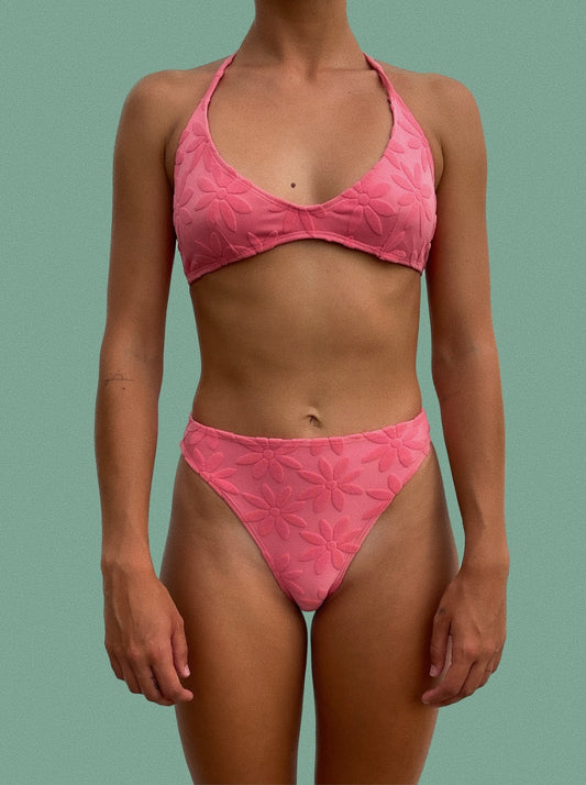 PINK FLOWER BIKINI TOP