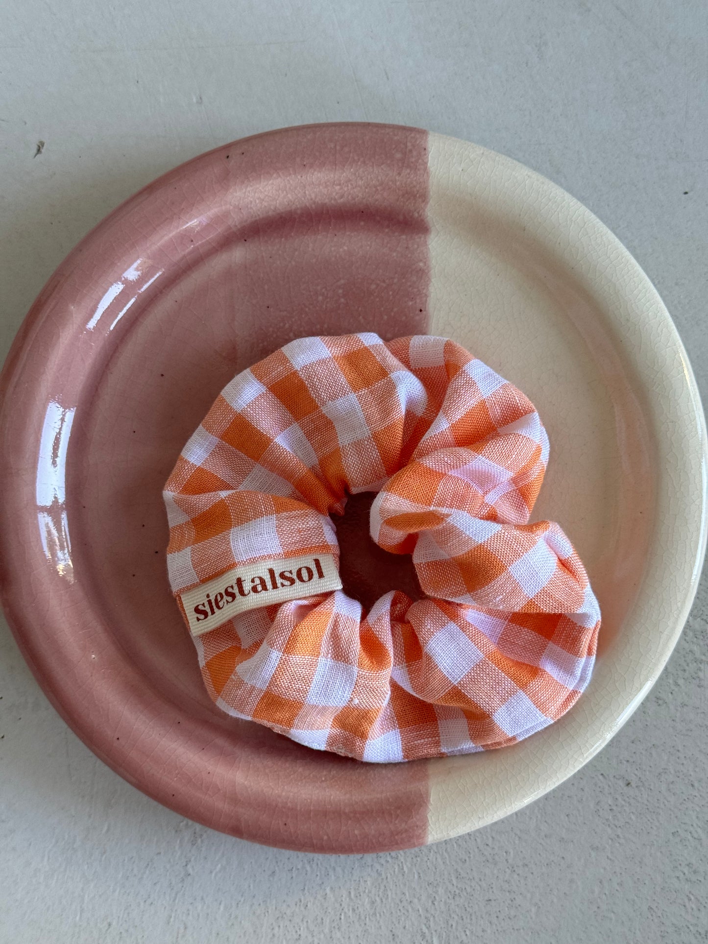 ORANGE VICHY LEFTOVER FABRIC SCRUNCHIE