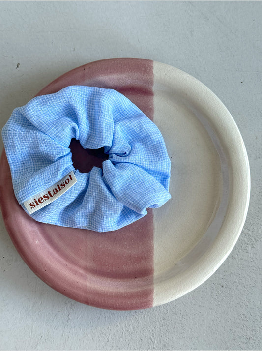 BLUE SMALL VICHY LEFTOVER FABRIC SCRUNCHIE