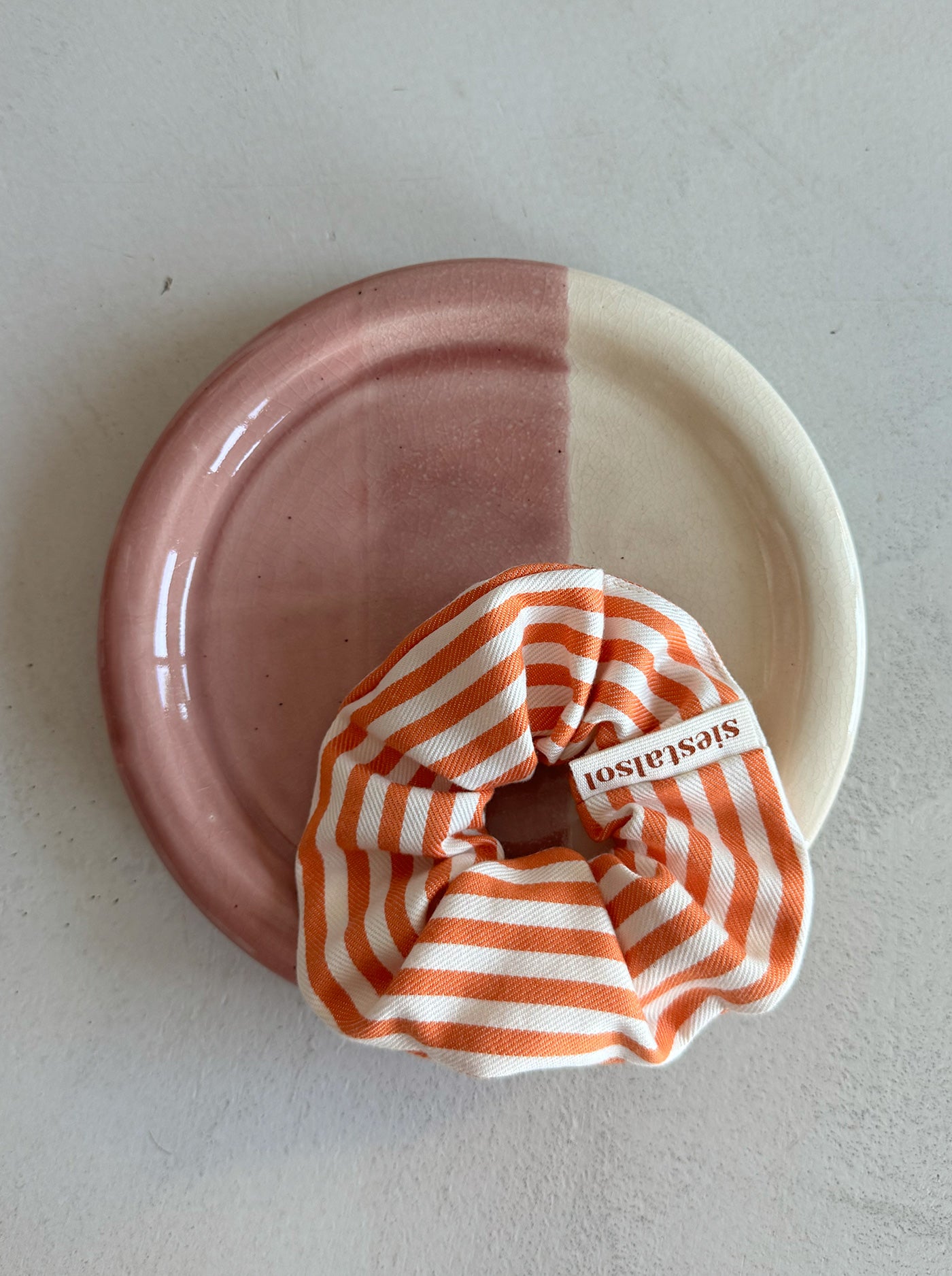 ORANGE STRIPED LEFTOVER FABRIC SCRUNCHIE